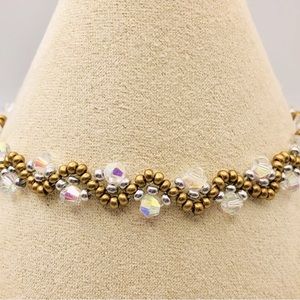 gold & Silver & Crystal bracelet minimalist thin NWOT